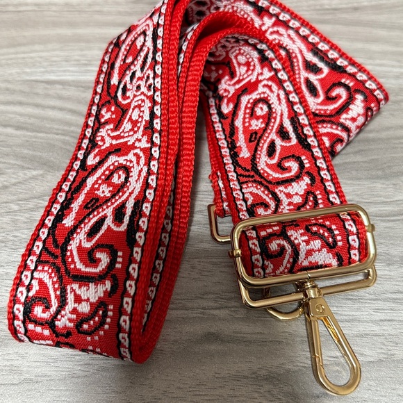 Paisley Red White Black Purse Handbag Strap NEW - Picture 2 of 3